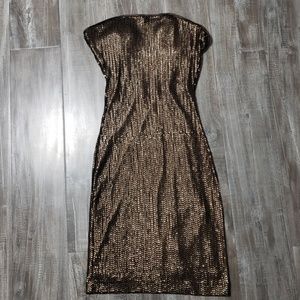 Bronze strapless sequined dress